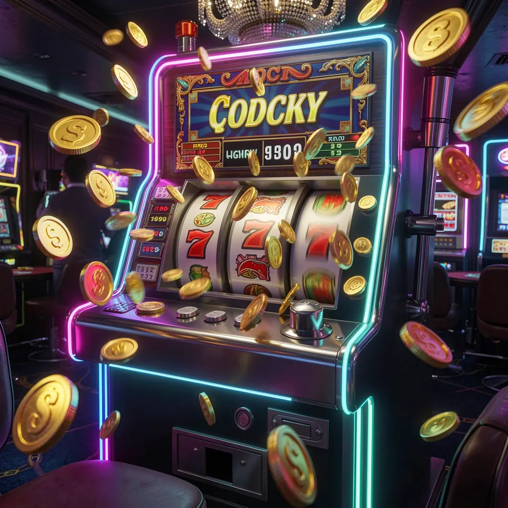 Close up view of a luxury slot machine with triple sevens symbols and scattered coins representing high payout slots at LEOJILI999 in the Philippines